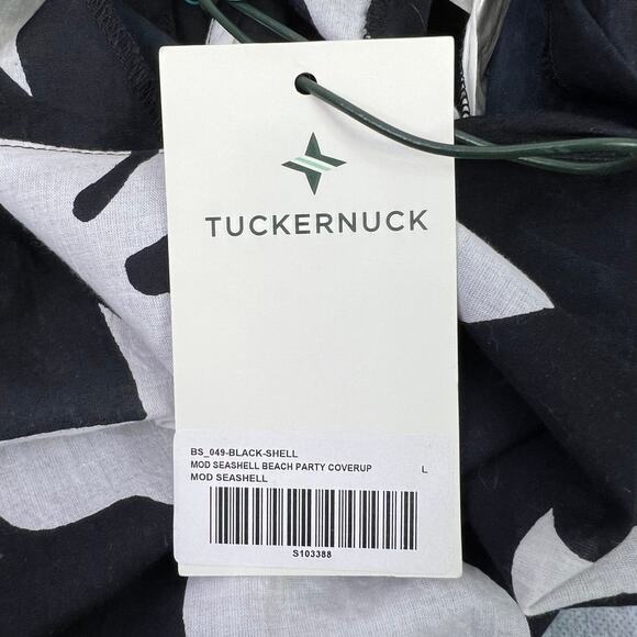 Tuckernuck Seashell Beach Coverup Short Dress Large Cotton Black White NEW - Picture 14 of 16